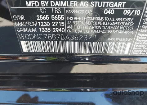 2011 Mercedes-Benz S 550 from USA, damaged, VIN WDDNG7BB7BA362371